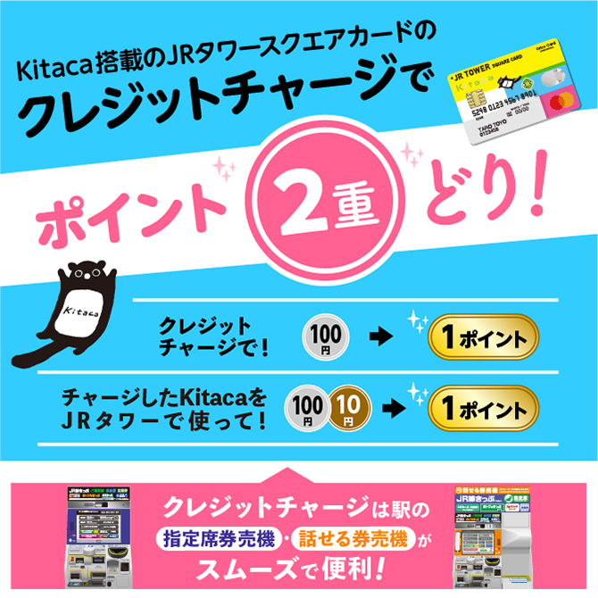 Kitacaのクレジットチャージでポイント2重どり！